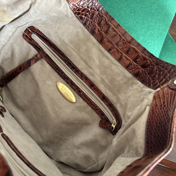 Brahmin Toasted Almond Shoulder  Croc Handbag Jacqueline Purse Bag Vintage - Picture 11 of 14